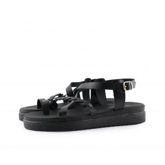 403 Love4shoes Γυναικεία Σανδάλια ΜΑΥΡΟ