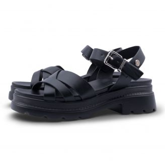 175158 Refresh Γυναικεία Σανδάλια Flatforms ΜΑΥΡΟ