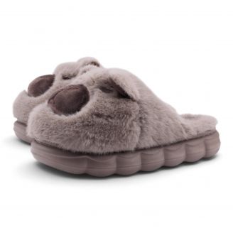 204-0114 Love4shoes Γυναικείες Παντόφλες Χειμερινές ΓΚΡΙ