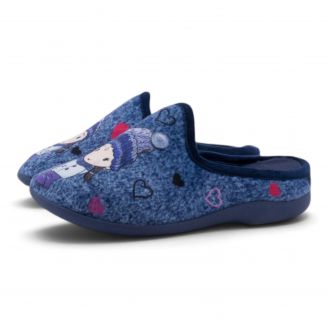 D-209 Love4shoes Γυναικείες Παντόφλες Χειμερινές ΜΠΛΕ